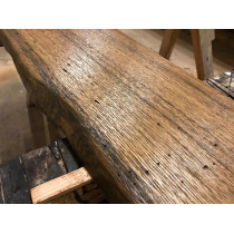 Eiche, rustikal, antik geölt, Regal, Handtuchablage, Bohle, strukturiert, einseitige Baumkante, Massivholz, 120x20-25x3cm